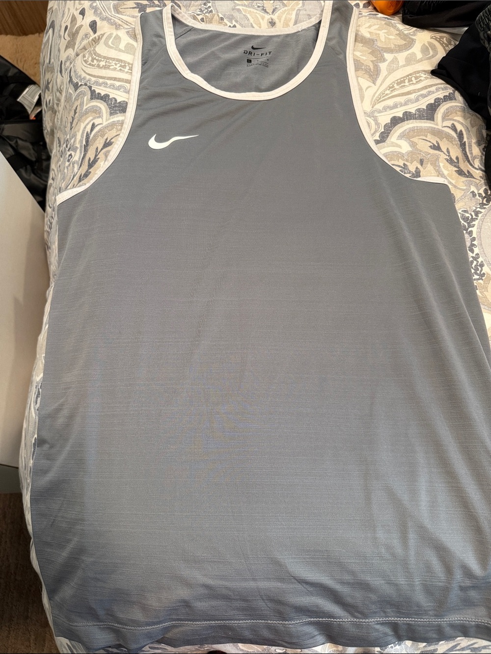 Nike Gray Tank with White Trim and Swoosh